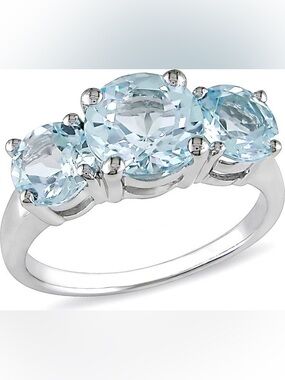 Blue Topaz Triple Stone Ring